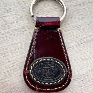 Vintage Dooney & Bourke Croc All Weather Leather Key Fob Keychain Ring Brown Red